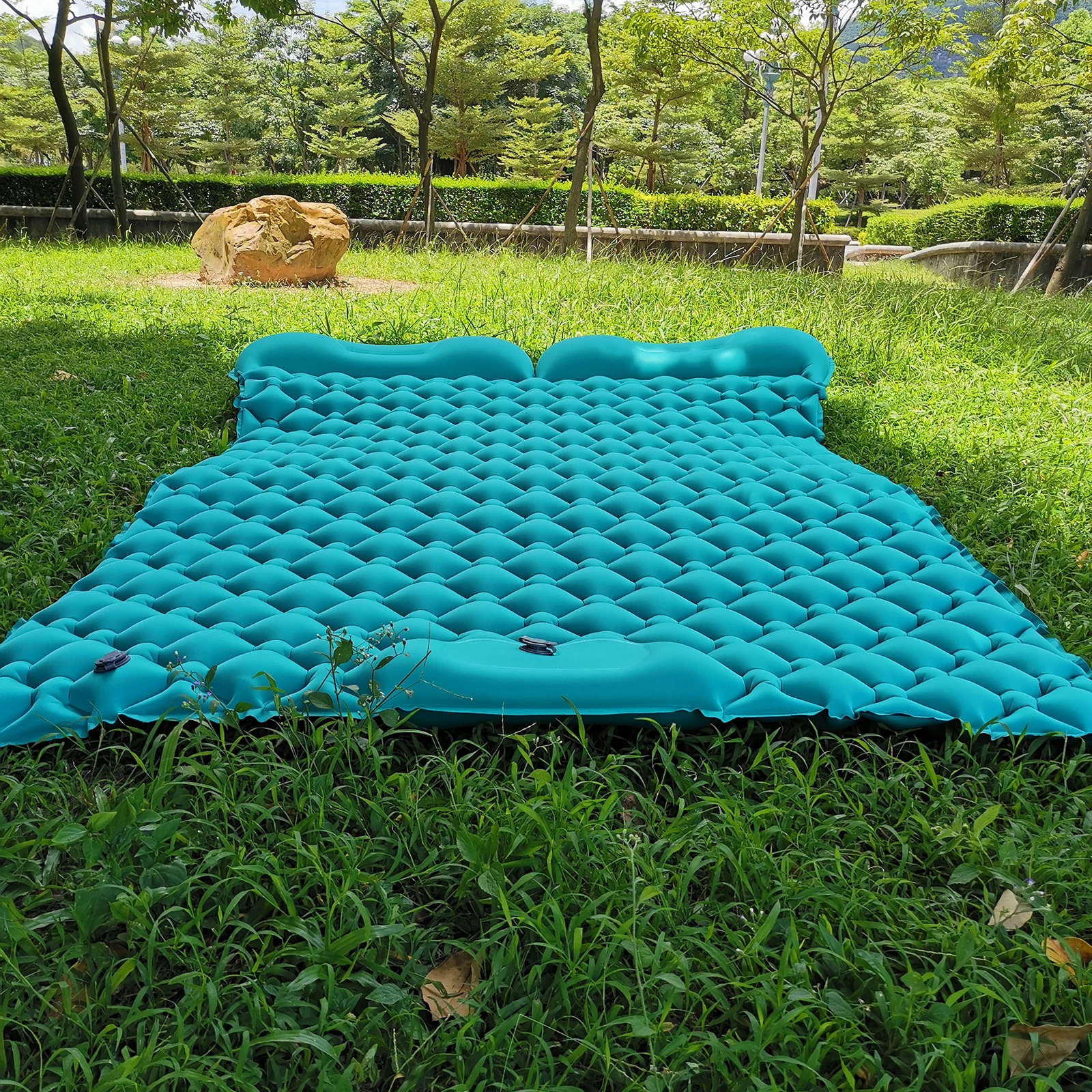 Double Sleeping Pad Travel Camping Inflatable Air Mattress With Pillow Inflating Roll Mat Compact Ultralight Sleep Mat
