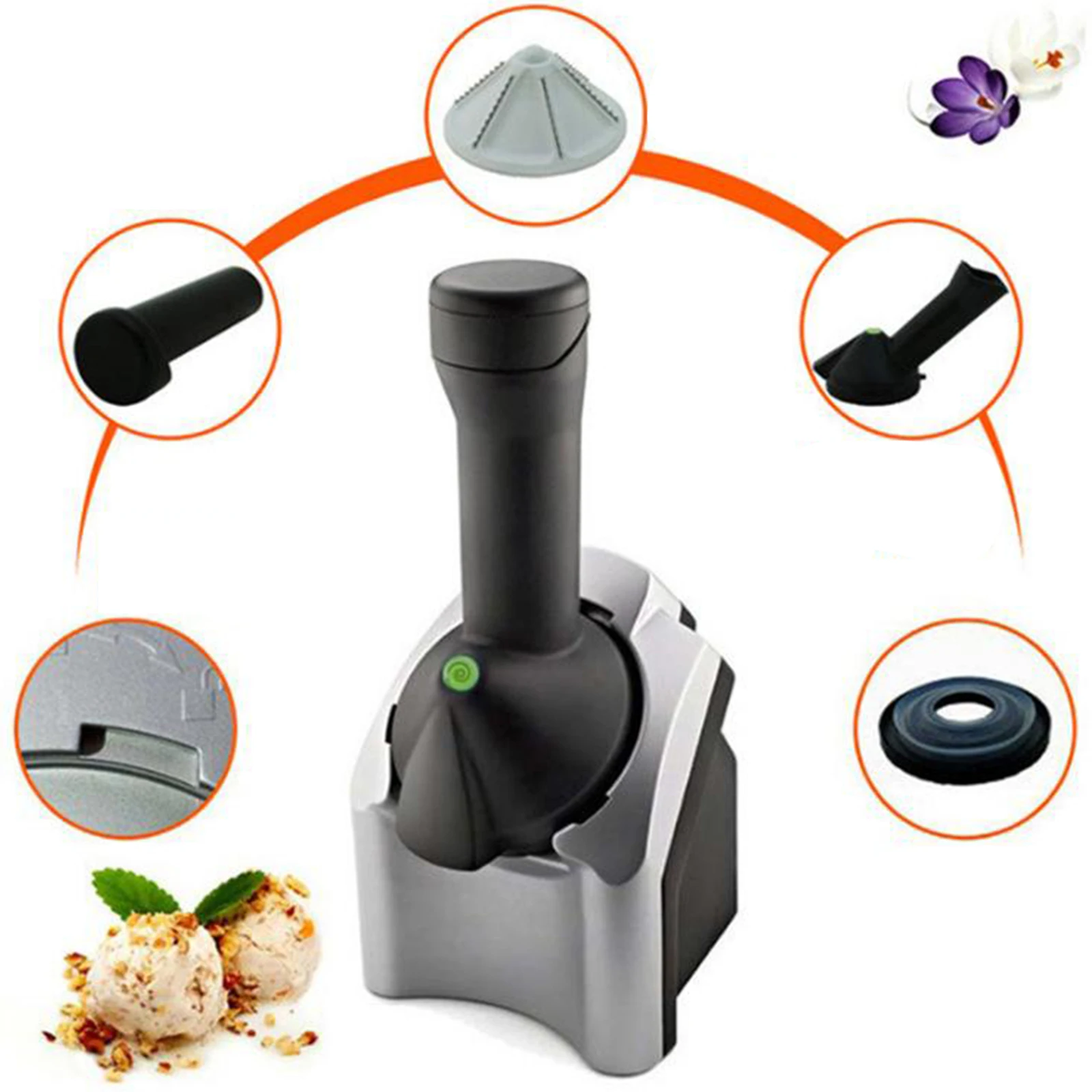 1pc Home Ice Cream Maker Machine 200W DIY Ice Cream Yogurt Snacks Kitchen Tools EU Adapter
