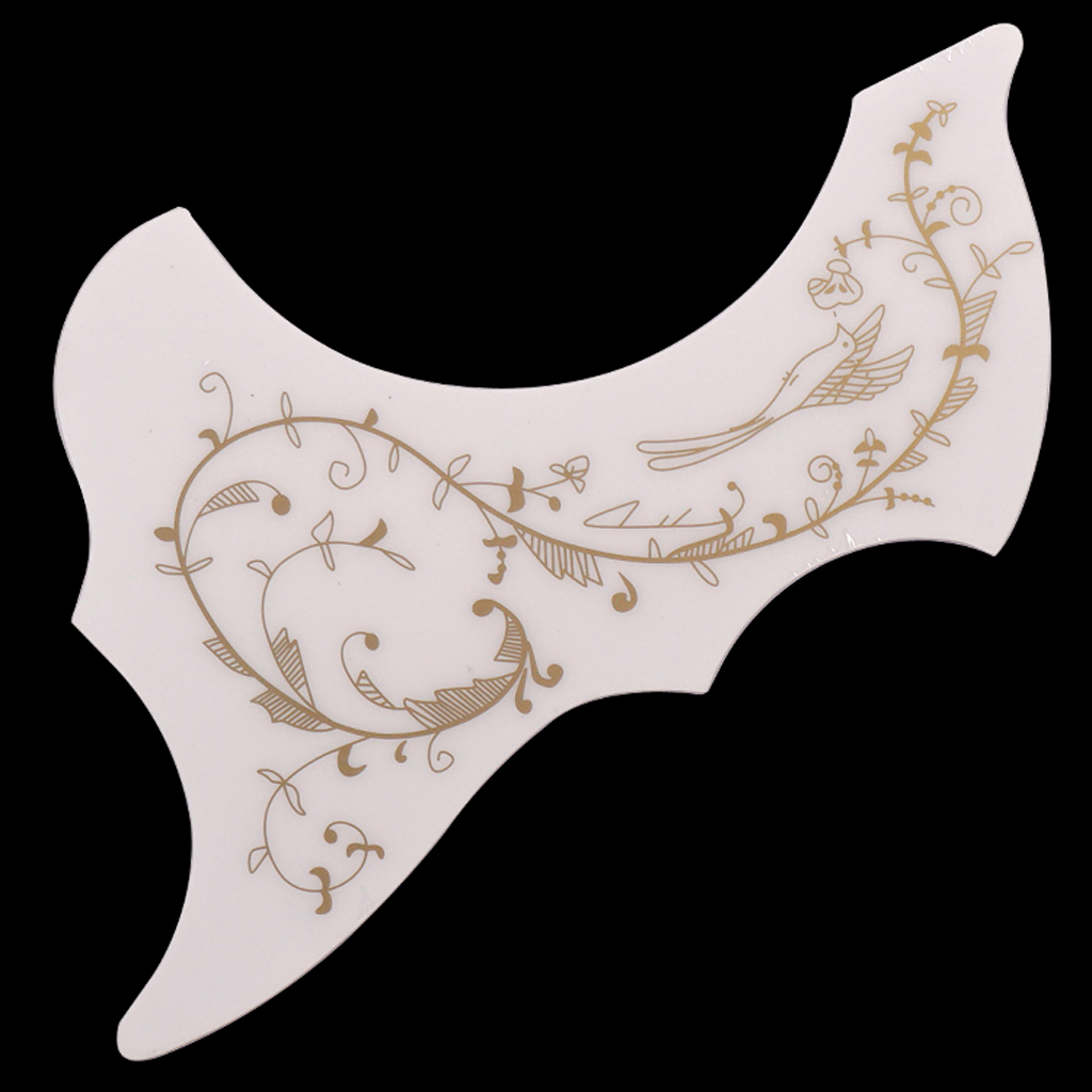 2pcs 40/41 Inch Acoustic Guitar Pickguard With Flower Pattern Self-adhesive, Guitar Pickguard, White