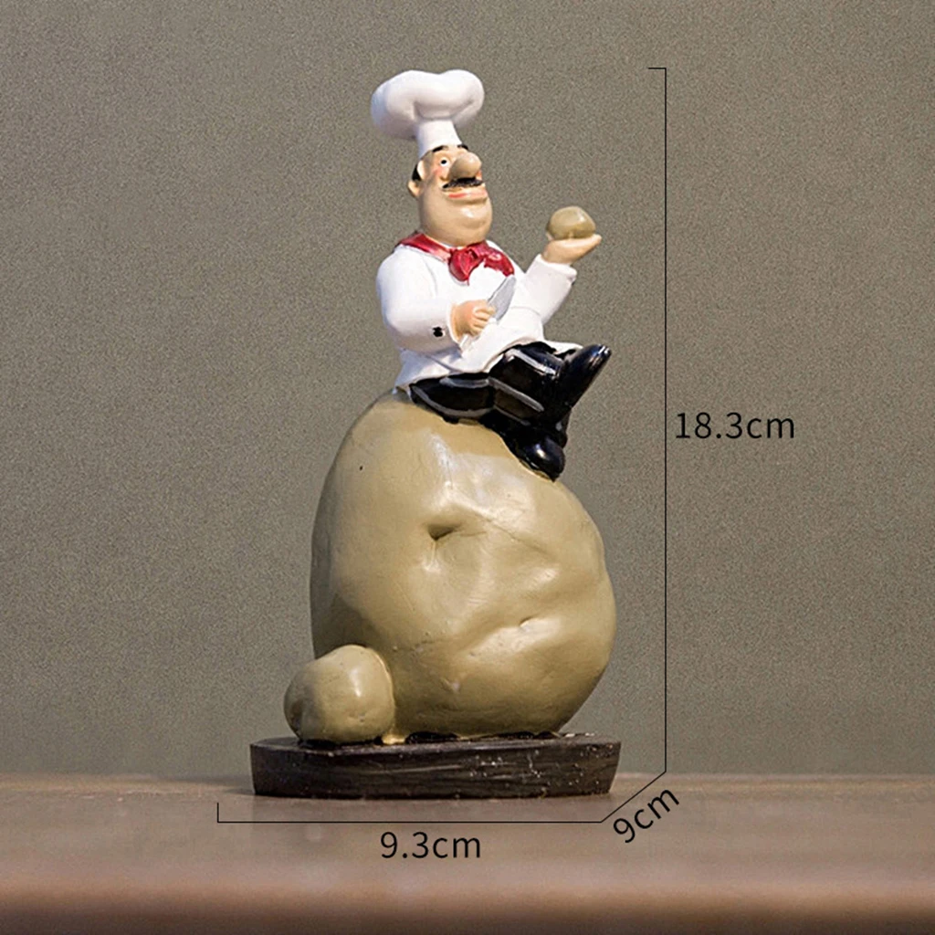 Resin Chef Figurine Statue Country Home Kitchen Restaurant Bar Decor Gift