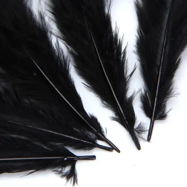 50pcs Black Dyed Rooster  Feather Decoration Hat Costume Craft DIY 4-7 Inch