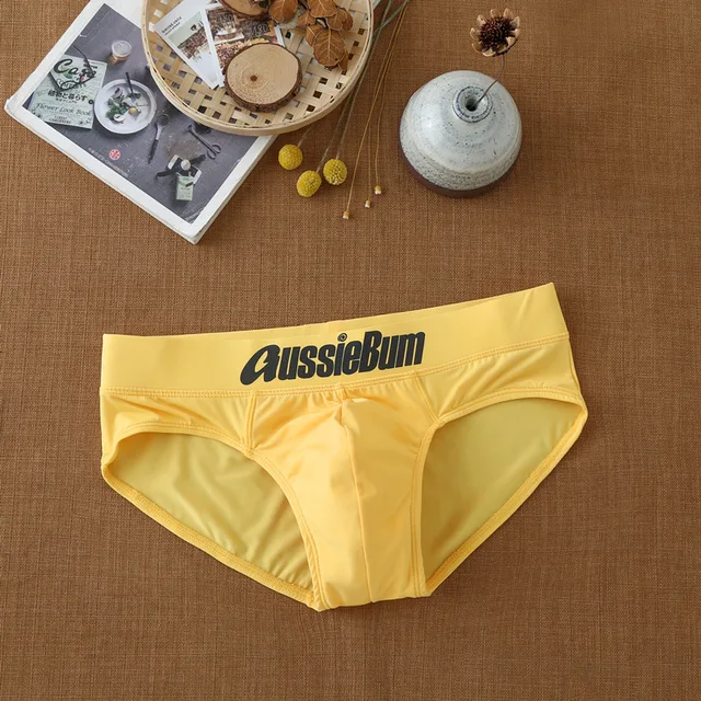 Aussiebum men's briefs milk silk low waist elastic comfortable u convex bag  colorful words - AliExpress