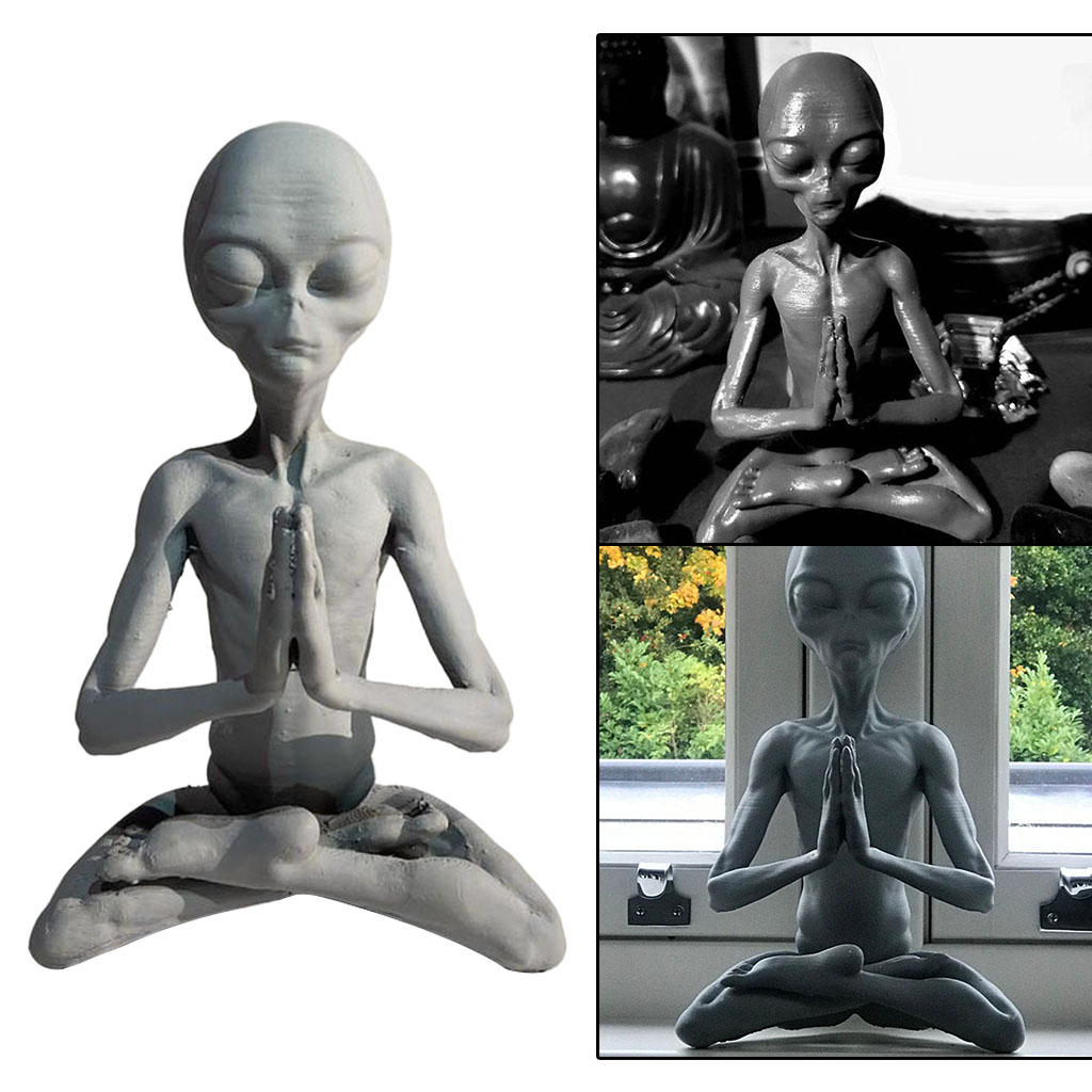 Resin Meditating Alien Sculpture for Room Decoration Handcrafted Art Sculpture for Living Room Hallway Console Table Home Decor