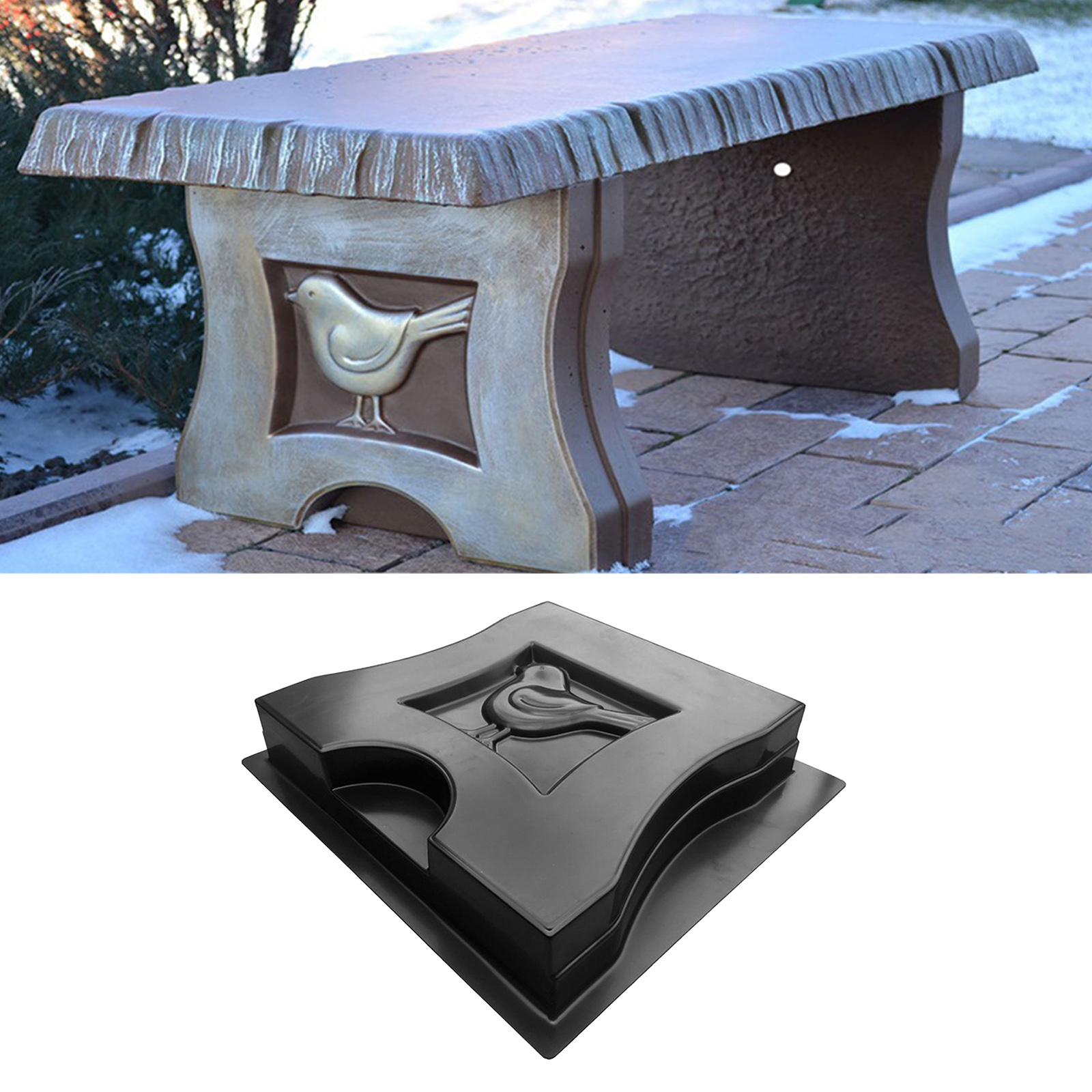 Black Bench Leg Mould Bird Shaped DIY Concrete Garden Patio Garden Benches
