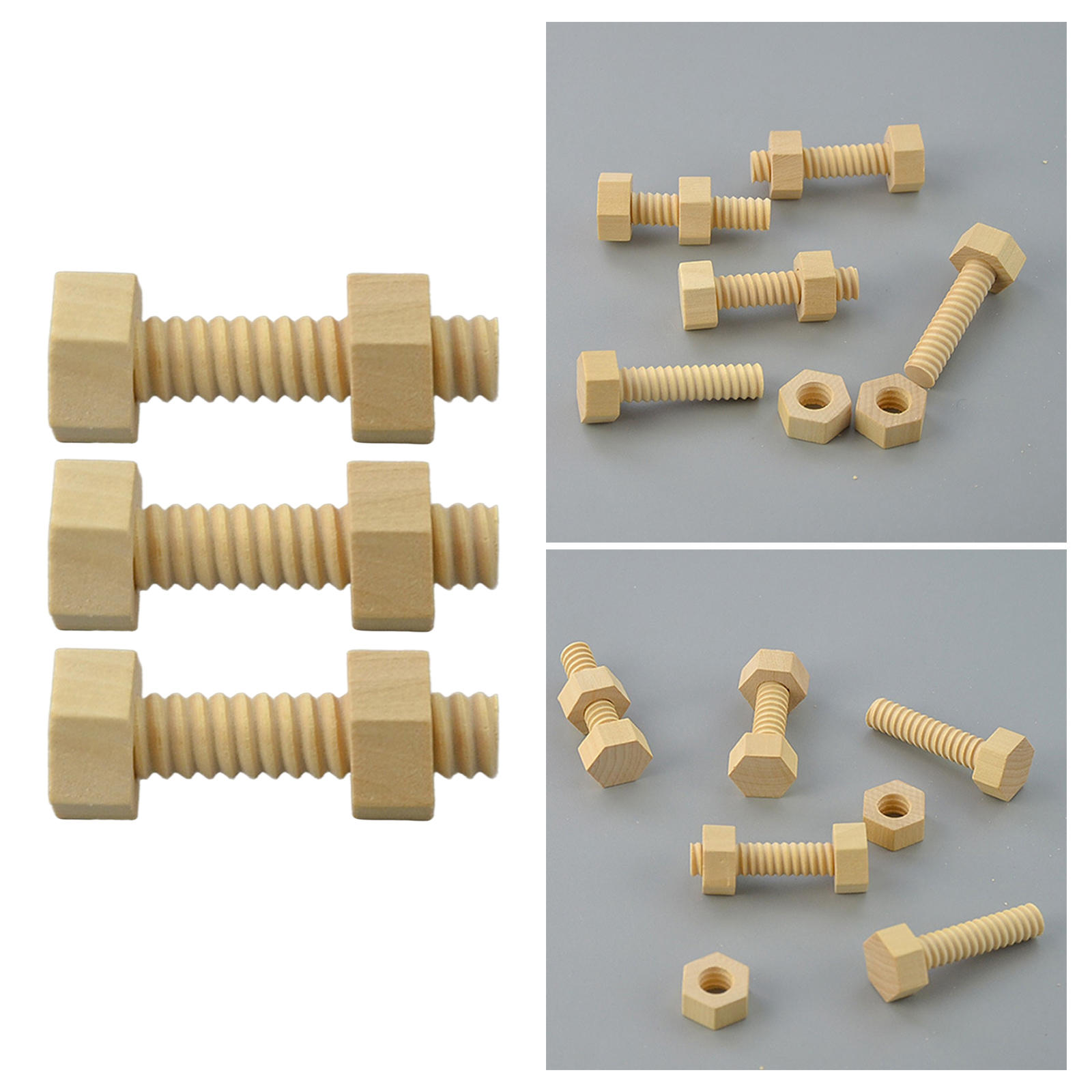 Screw Nut Assembling Toy Montessori Hands-On Skills Building Block Wood Screw Nut Toy for Baby
