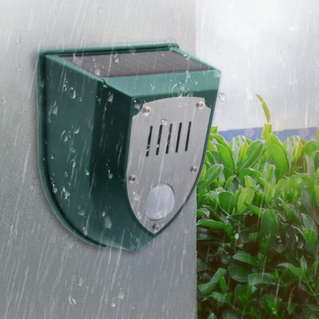 Warning Animal Repeller-- Scarecrow W/ LED Ultrasonic Waterproof Burglar Alarm Repellent, Defender, for Barn Yard Cat Bat Animal