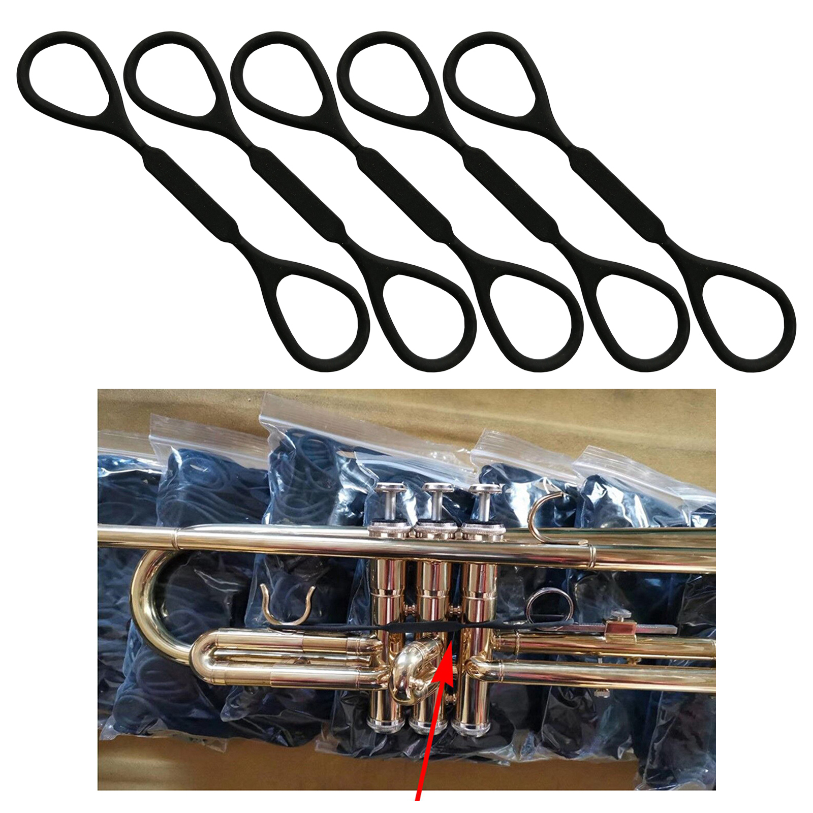 5 Pieces Black Silicone Rubber Trumpet Slide Stopper Trumpet Accessory, 12cm