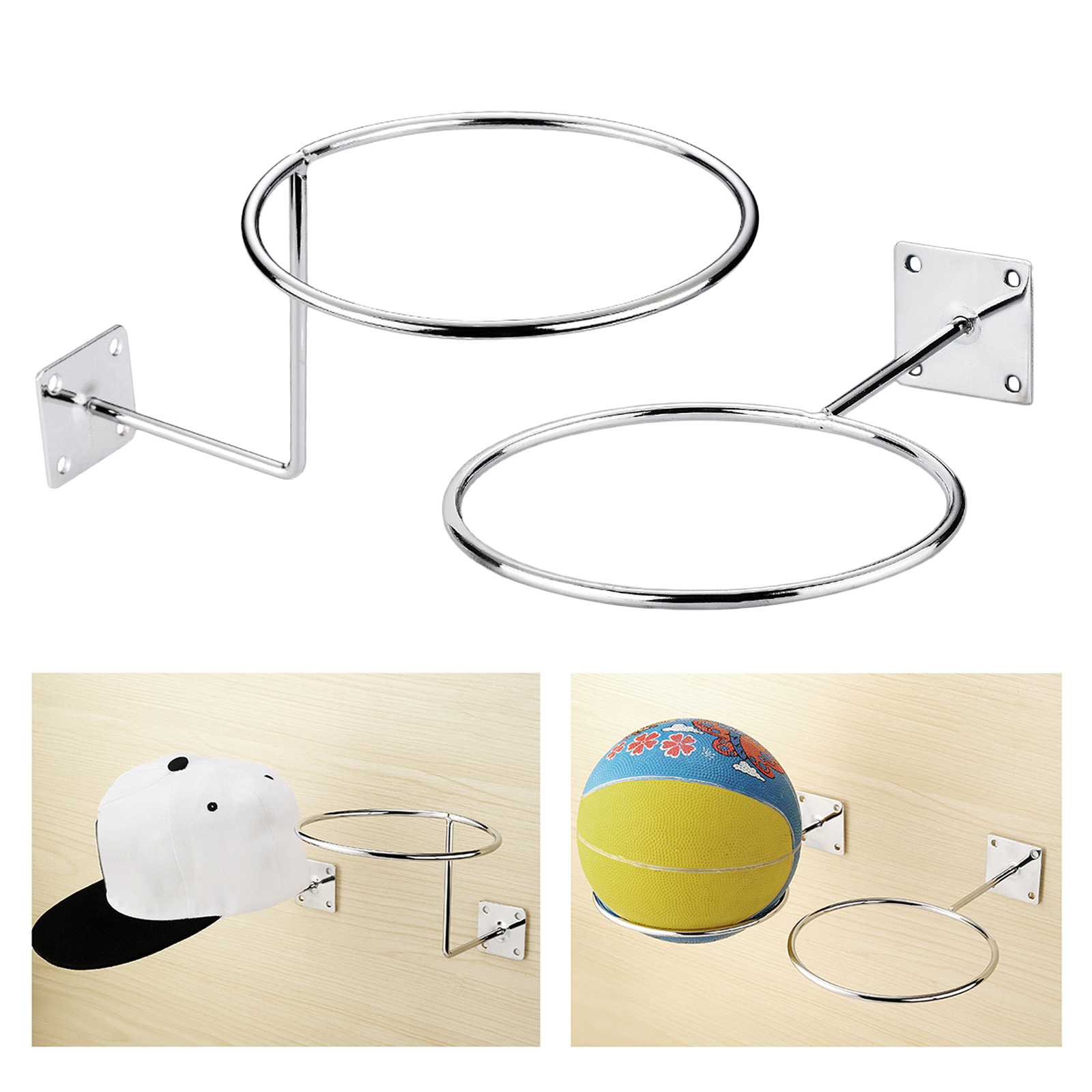 Wall Mounted Basketball Soccer Volleyball Sports Ball Holders Display Hat  Rack Storage Organizer Shelves Bracket