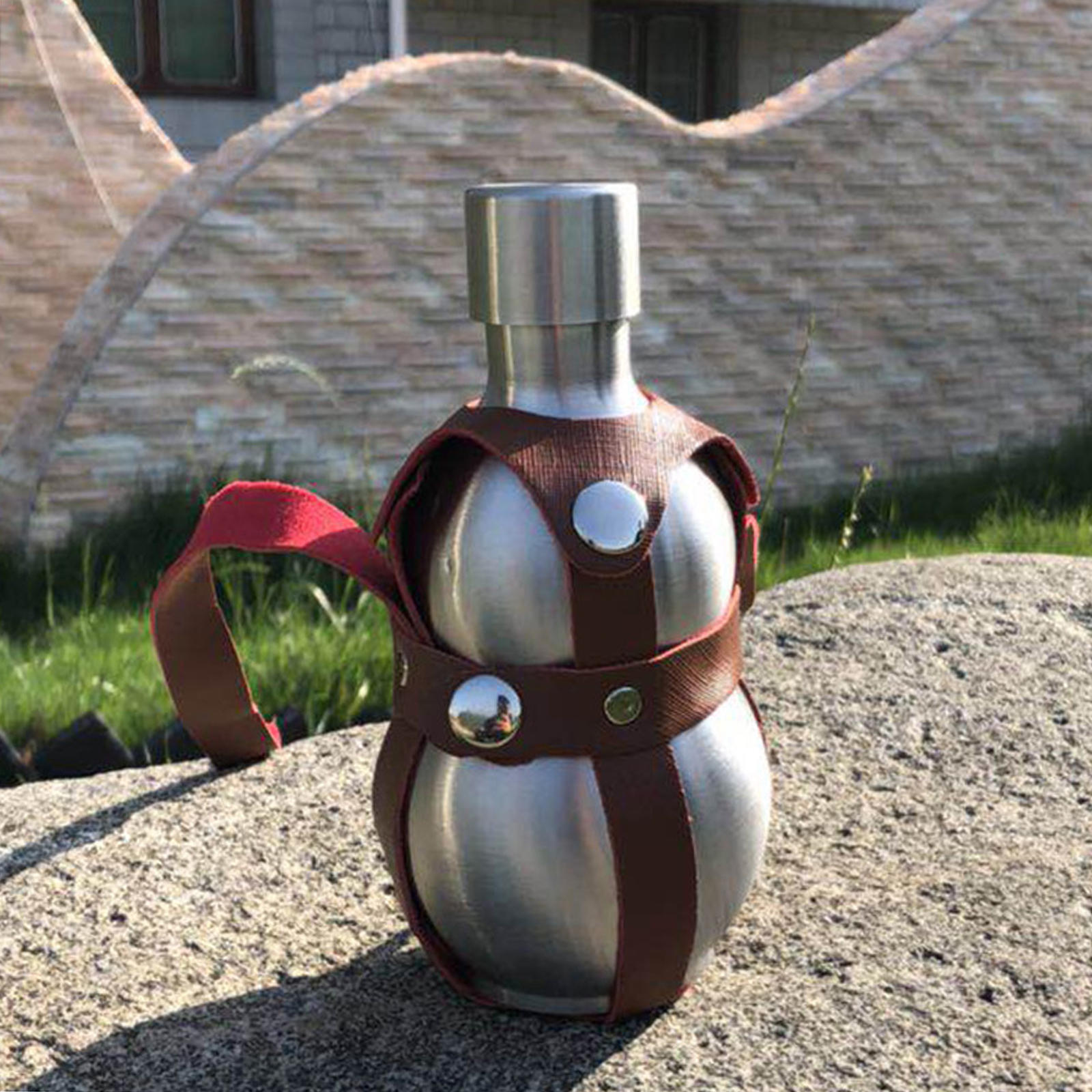 Leakproof Hip Flask Gourd Bottle Wine Jug Flagon 250ml 500ml Leather Belt for Outdoor