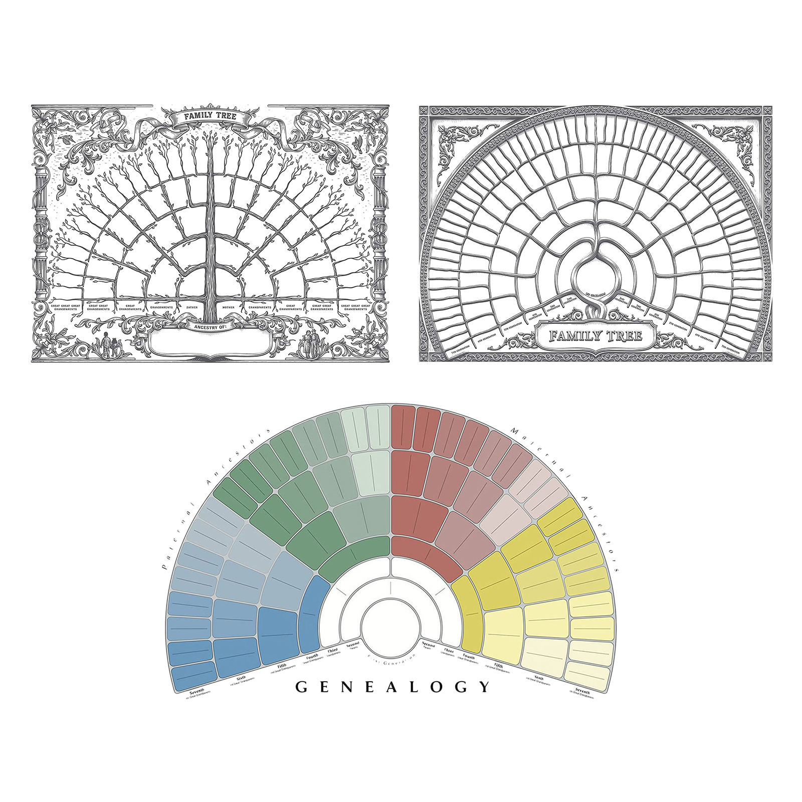 Large Personalized Family Tree Diagram Fillable Genealogy Form Home Decoration Gifts for Women