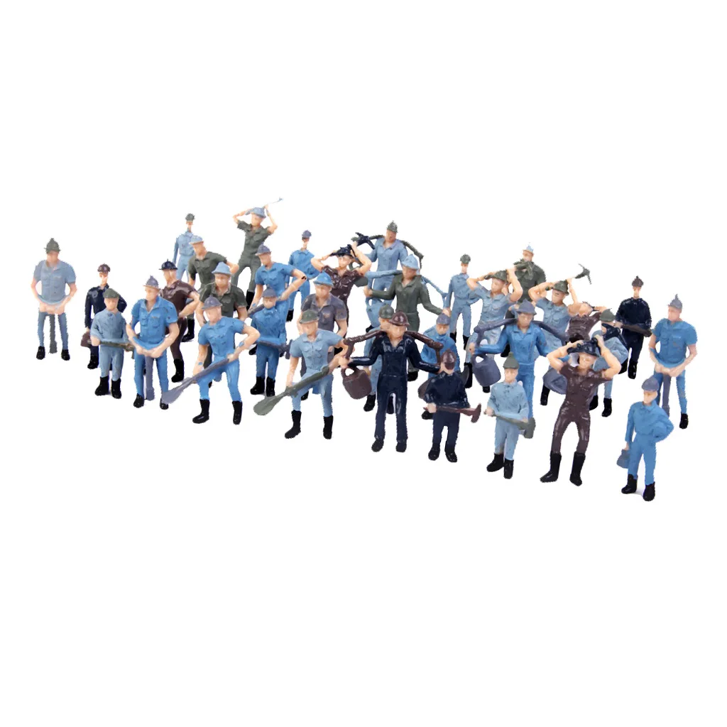 Painted Mixed Model Train Railway Worker People Figures 1:42 Scale 50pcs