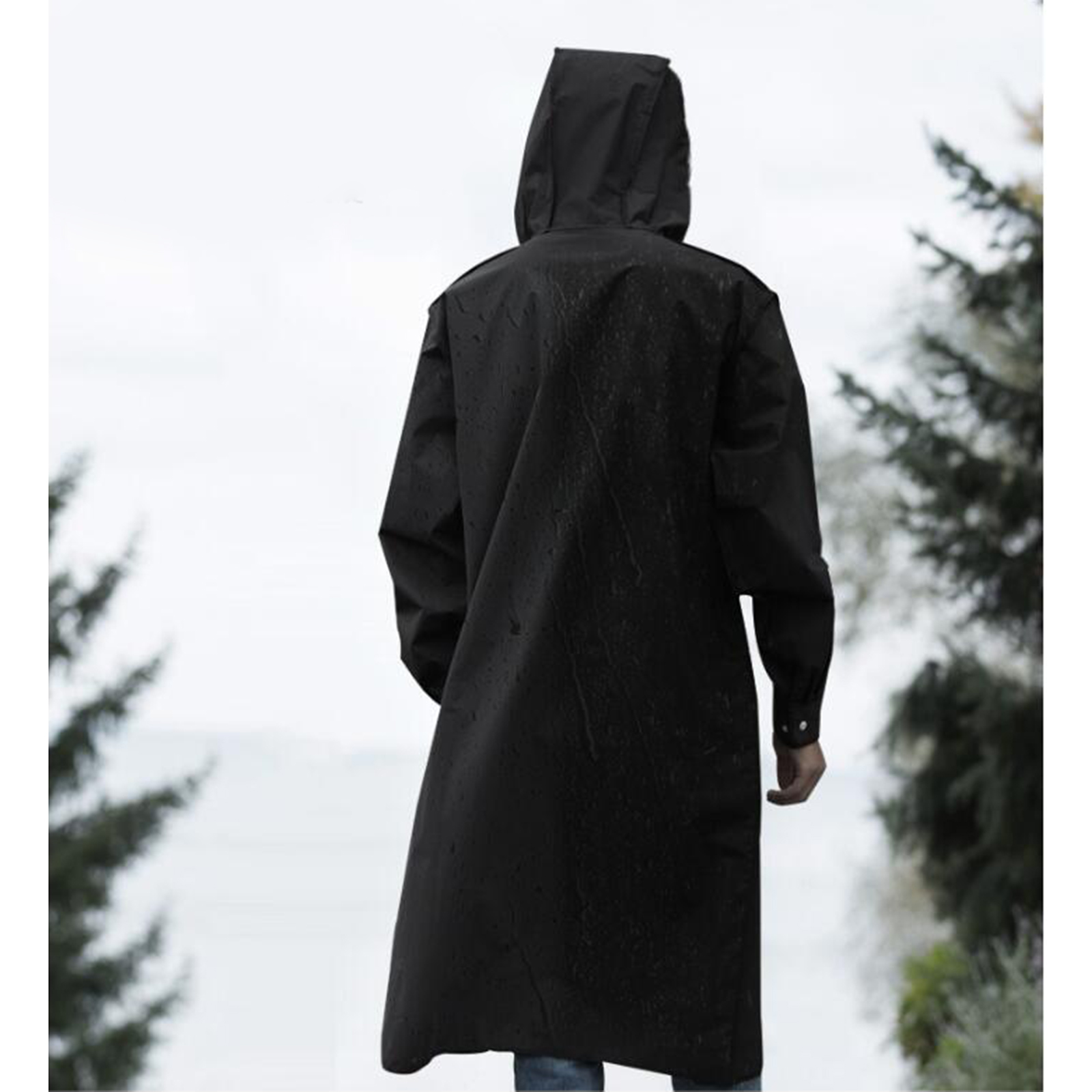 Unisex Raincoat Reusable Rain Ponchos w/ Hoods Portable EVA Rain Coats Jacket Poncho Outdoor Cycling Hiking Junior Rainwear