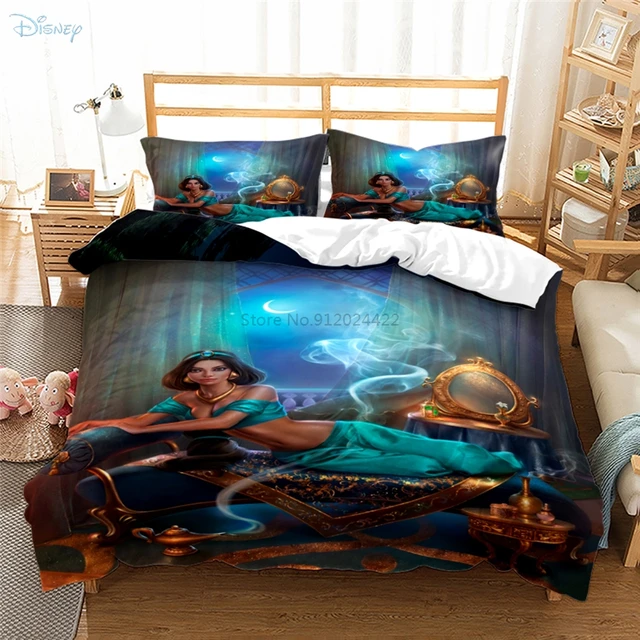 Jogo de cama estampado princesa disney, tecidos para casa, fofo, menina,  3d, capa de edredom, fronha, total, queen, king size, roupas de cama, 2/3  unidades - AliExpress