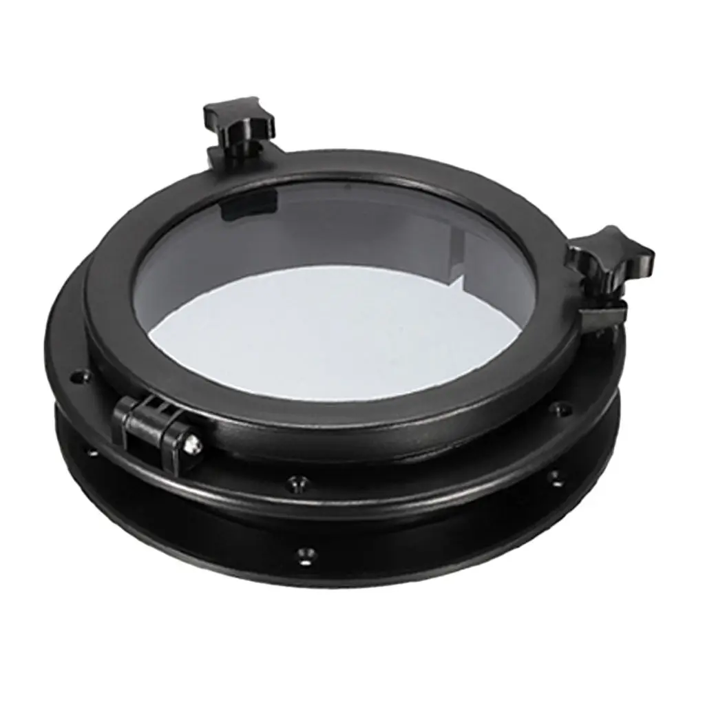 8 inch 22cm Boat Circle Round Porthole Window with Black ABS Plastic Trim Port Hole & Tempered Glass