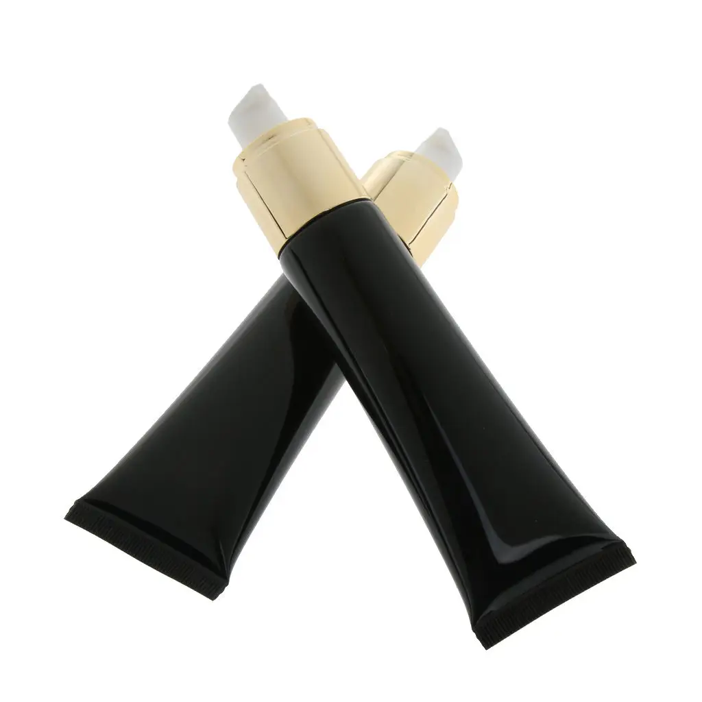 MagiDeal 2 x Plastic Squeeze Bottle Empty Makeup Cream Liquid Foundation Pump Tube Black 50ml