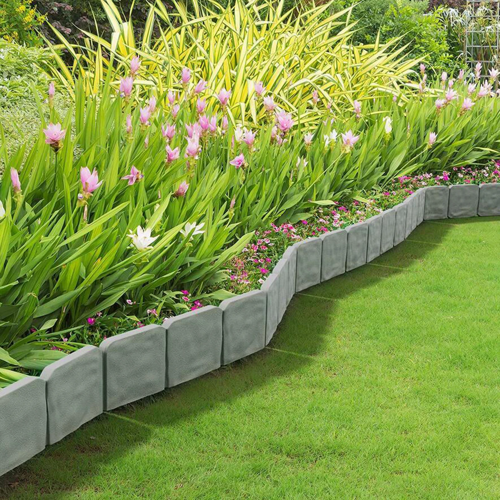 10pcs Lawn Plant Garden Border Stone Trim Outdoor DIY Walkways Trellis.