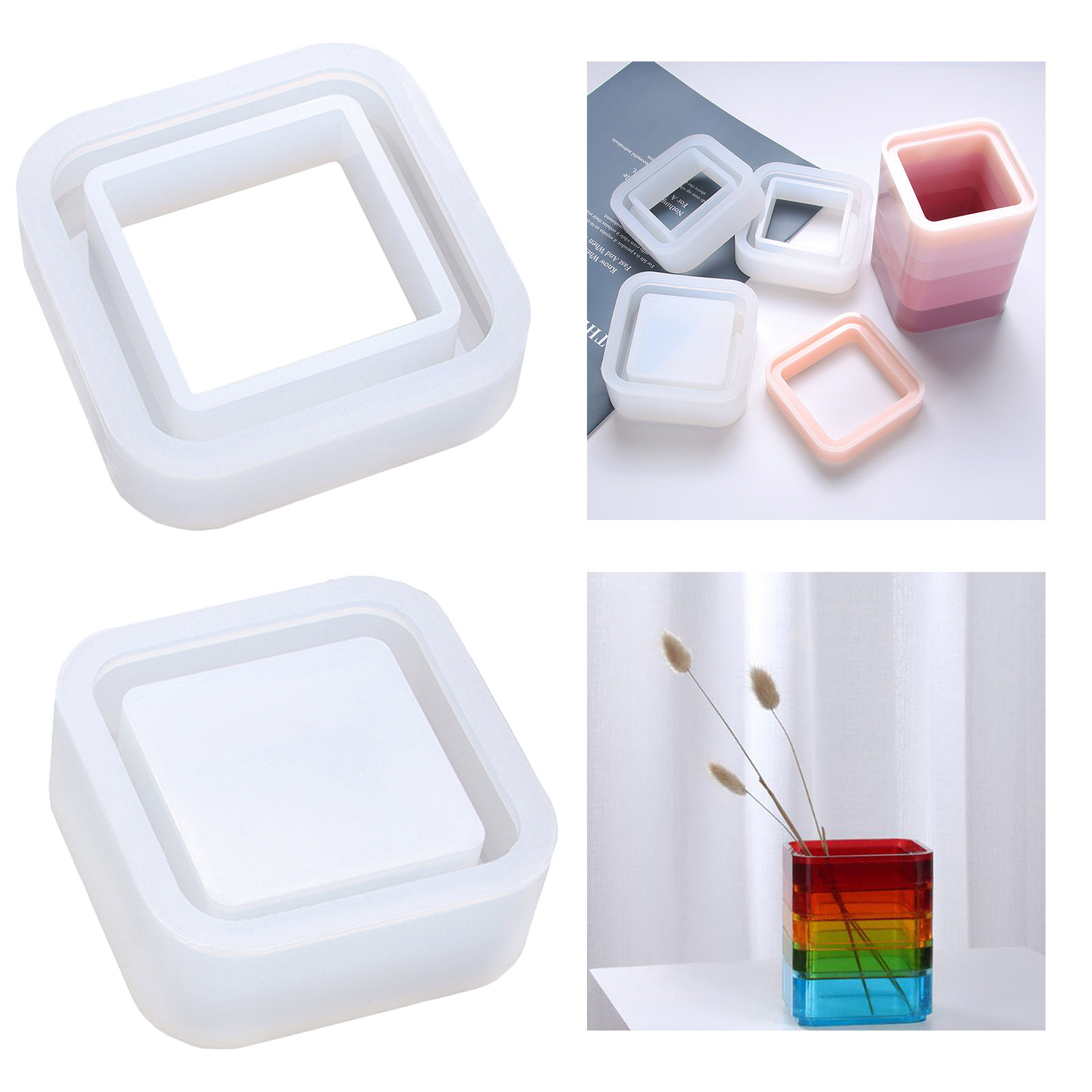 Resin Silicone Mould Jewelry Storage Casting Box DIY Making Mold Square Cylinder Pens Holder Craft Epoxy Resin Crafting Mould