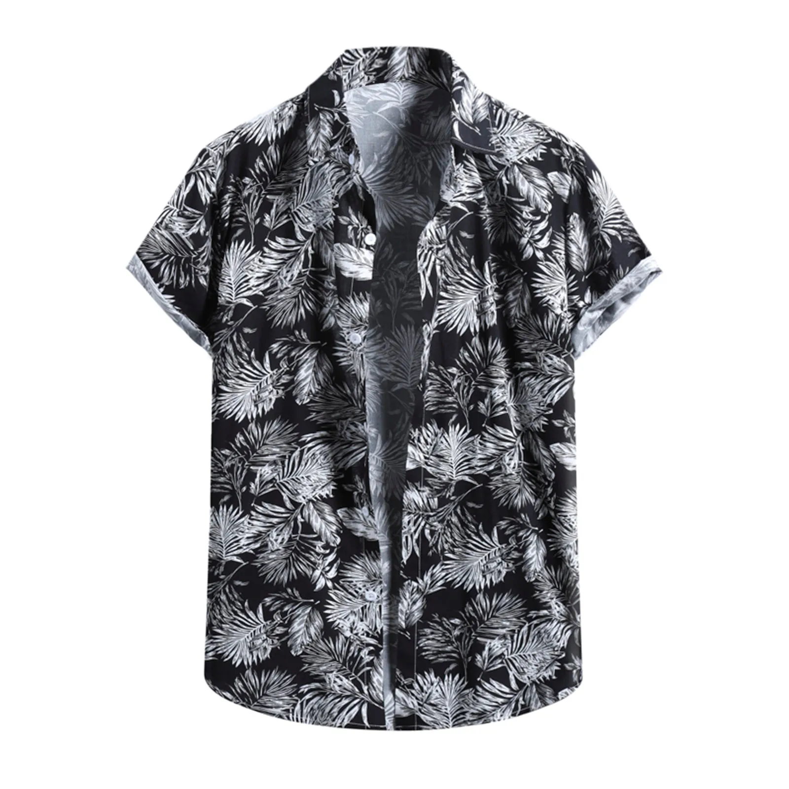 Mens Beach Hawaiian Shirt Tropical Summer Short Sleeve Shirt Men Cotton  Linen Clothing Casual Loose Button Down Shirt Plus Size