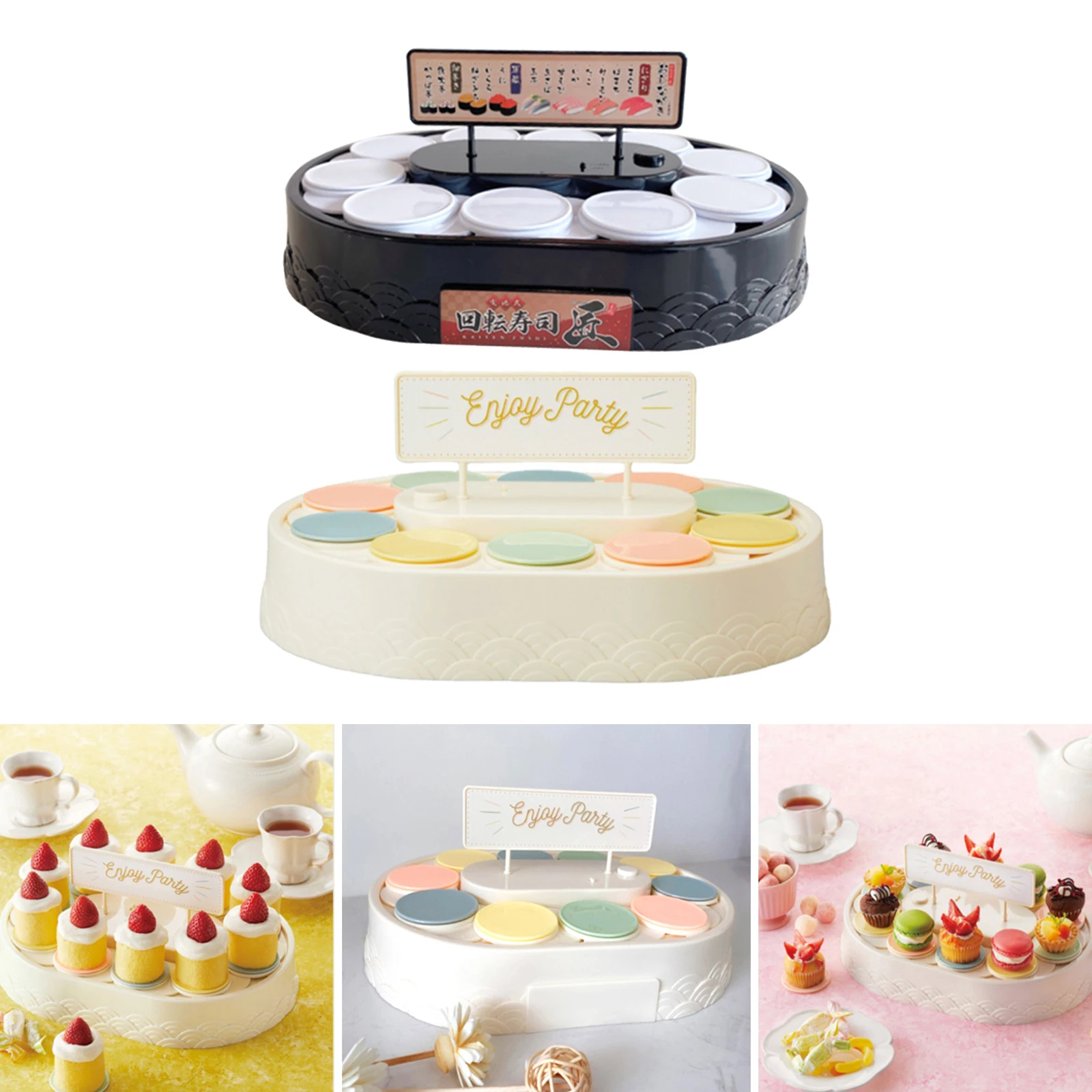 Battery Operated Rotating Macaron Stand 10 Tray Dessert Chocolate Sushi Tray Holder for Birthday Festival Event Banquet Party