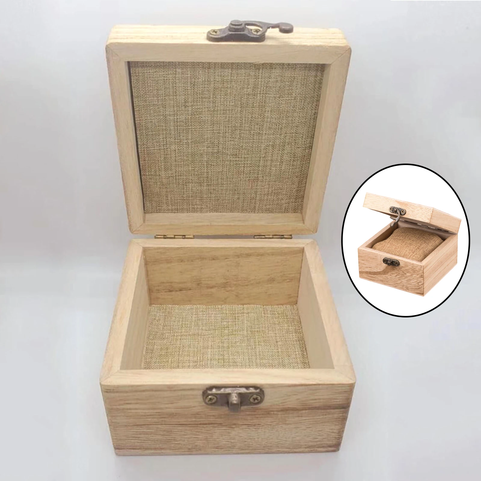 Unpainted Wooden Watch Case Classic Jewelry Box Chest Organizer