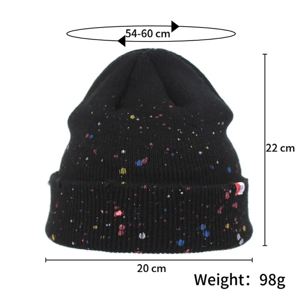 2021 Winter  Unisex  Hand-painted Knitted Hat Fashion Big Head Circumference Trend Hat Warm Student Couple Pullover Cold Hat green skully hat