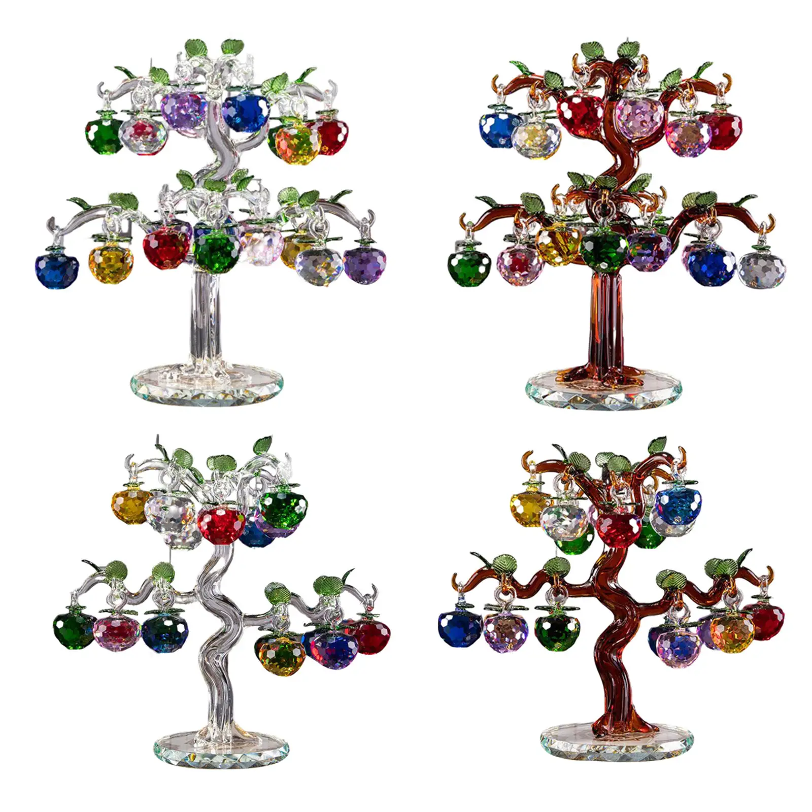 Crystal  Tree Glass Craft Good Luck Decorative Artificial Colorful Figurines for Bedroom Gifts Birthday Festival Bar