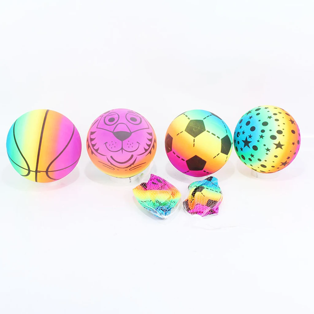 Kids Soccer Ball Children Sports Training Ball Rainbow Indoor Outdoor Toddlers Recreational Toy Ball