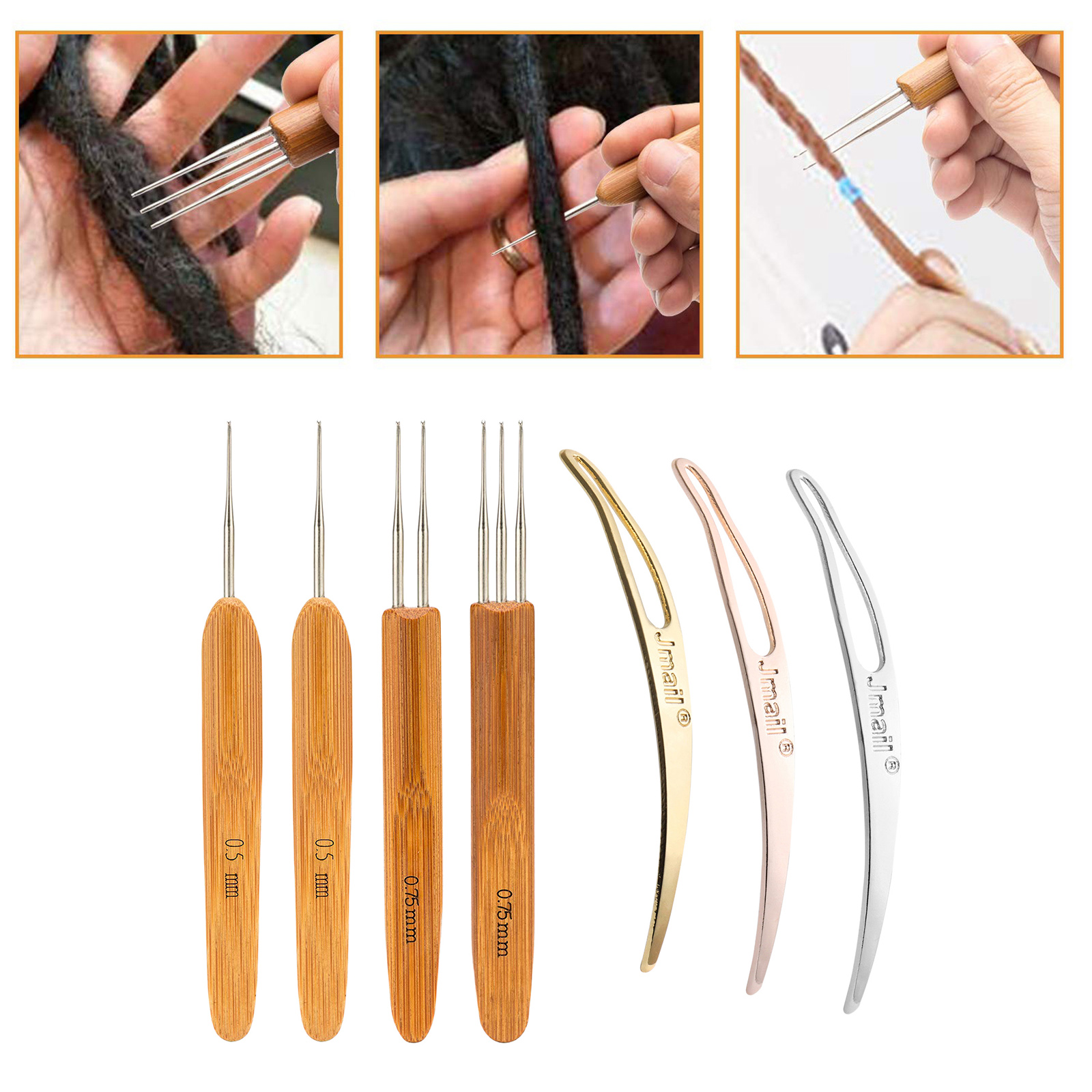 7Pack Dreadlocks Interlocking Tool Dreadlock Crochet Hook Needle