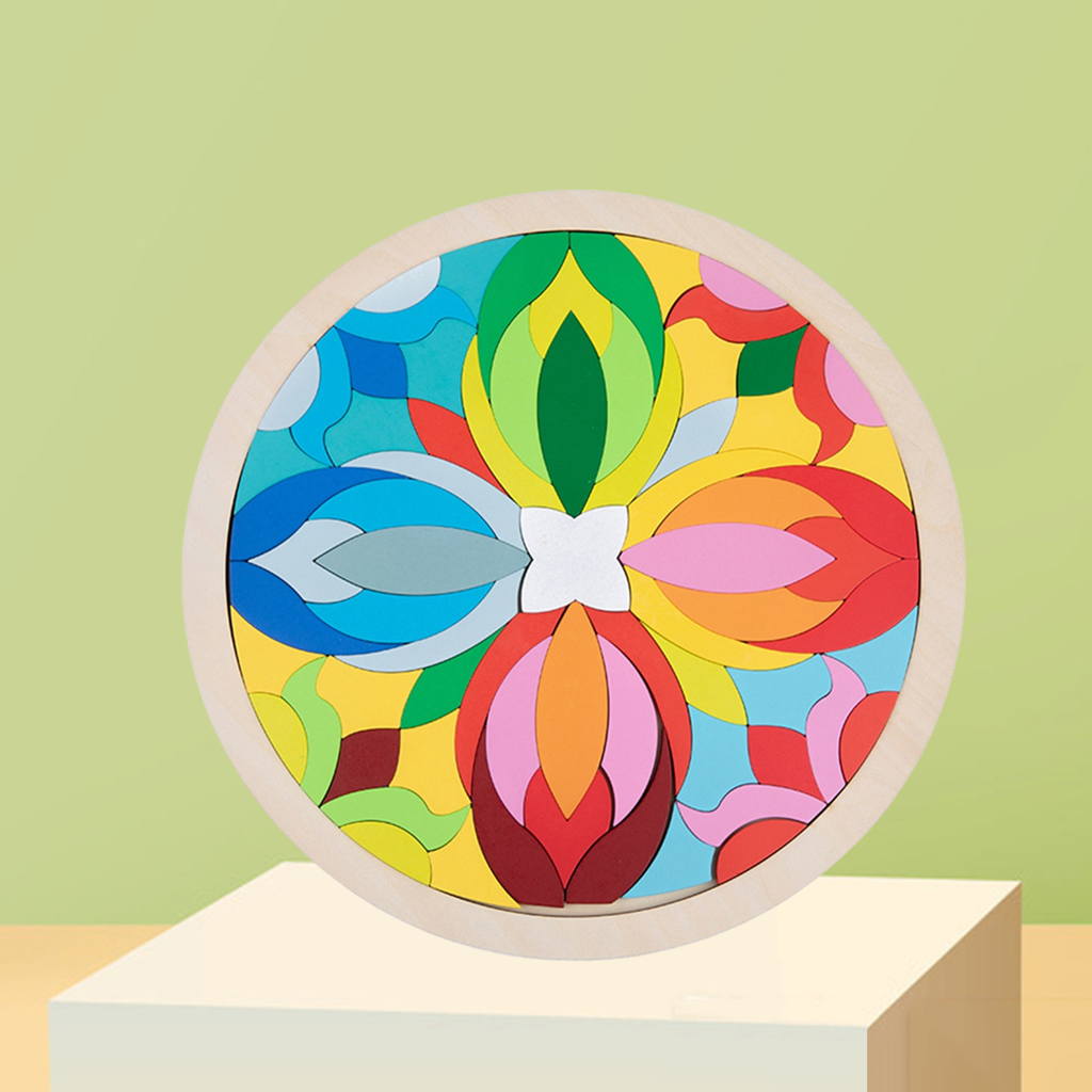 Wooden Pattern Blocks Puzzle Game Classic Educational Toys Tangrams for Kids