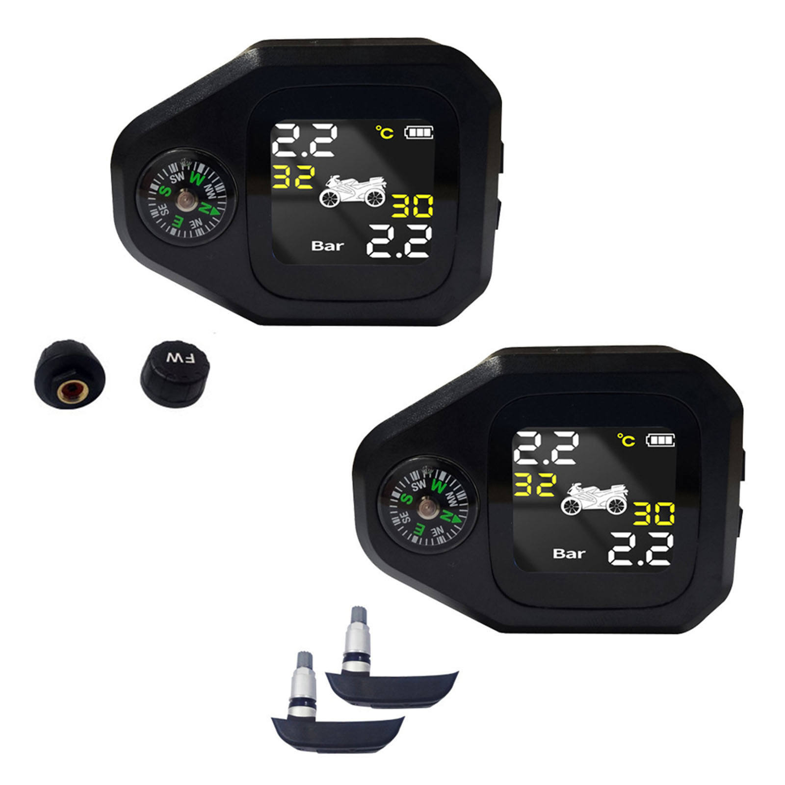 Real Time TPMS Motor Smart Tire Pressure Monitoring System Simple Installation and Setup for Motorcycle Riding Bicycle