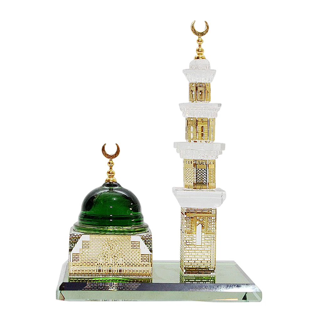 Muslim Crystal Architecture Eid Mubarak Miniature Clock Islamic Building Car 