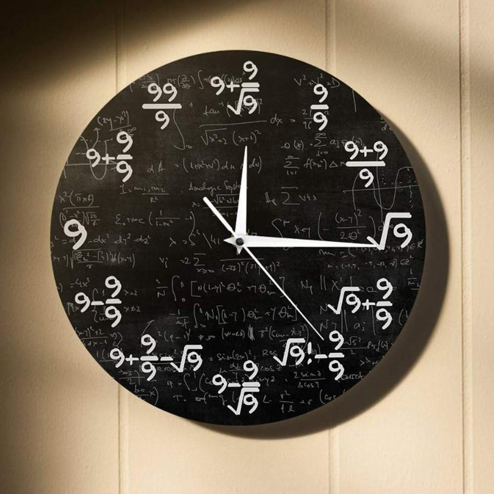 Math Wall Clock, Battery Operated Decorative Wall Clock for Living Room,