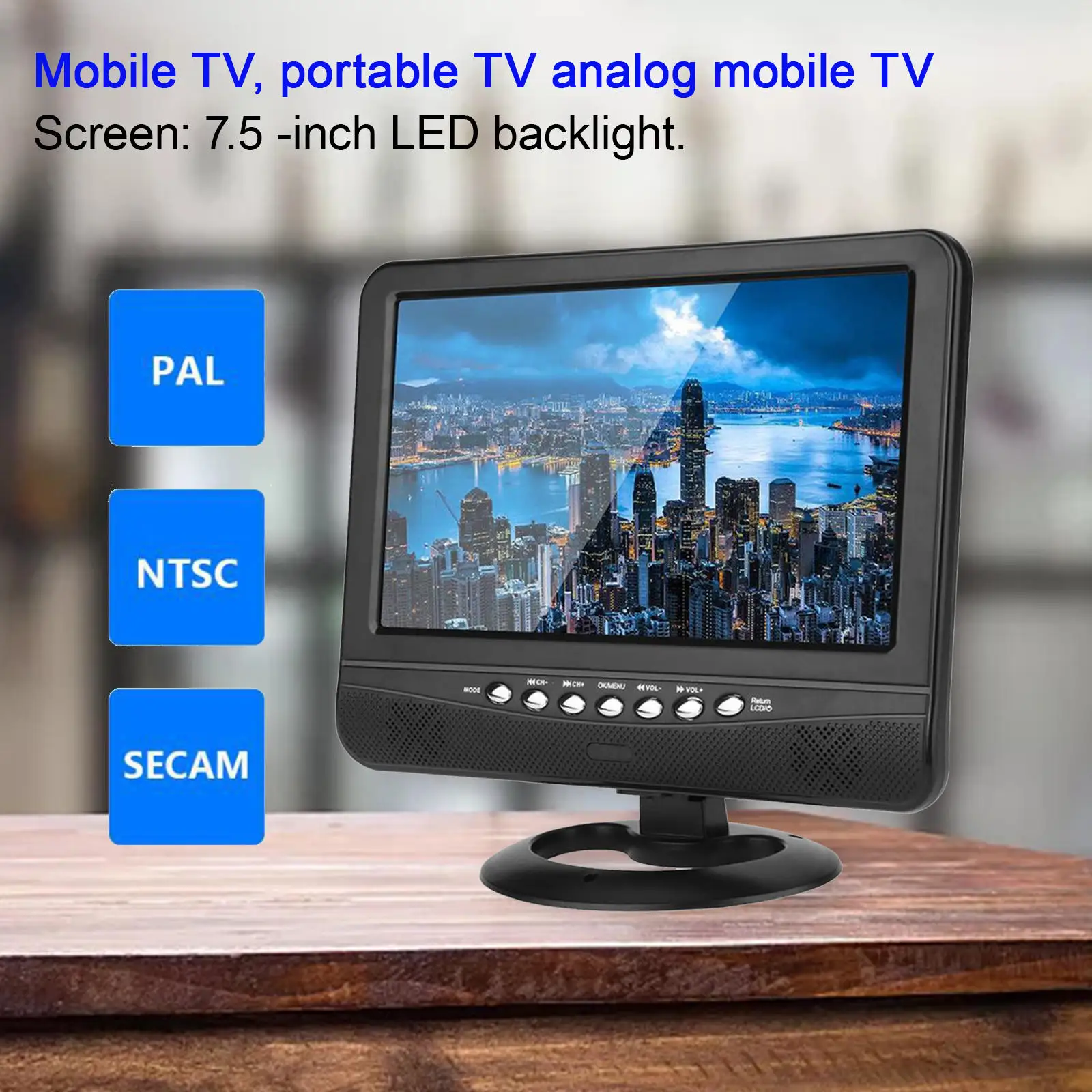 Portable 9.5 inch Car Analog TV LCD HD Color Screen Mini Thin Multimedia Mobile DVD Accessories Support PaL/Ntsc/Secam EU