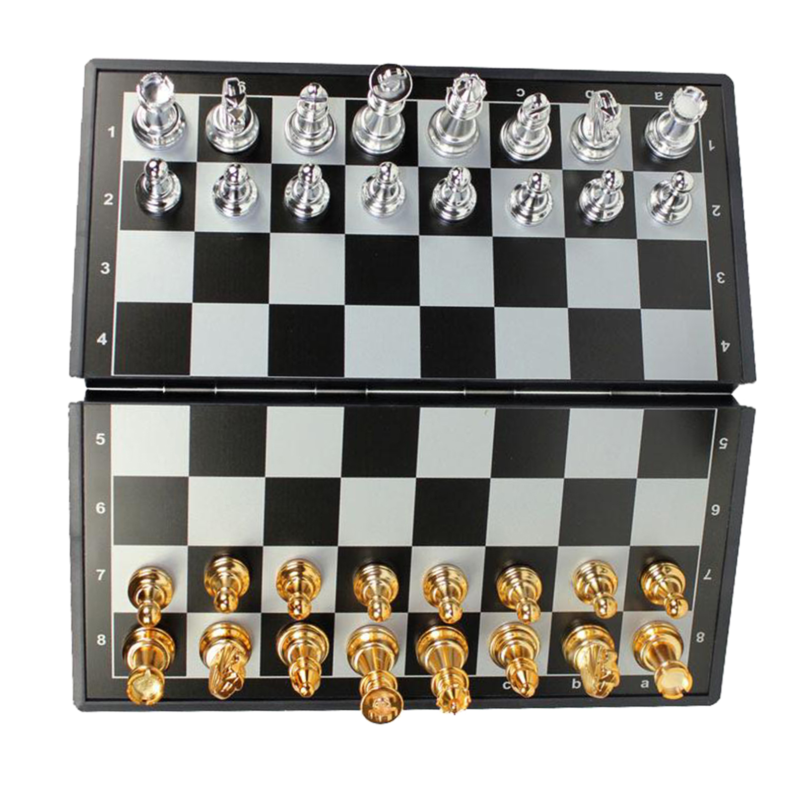 Portable Metal Chess Set with Foldable Chessboard Travel Board Game Toy
