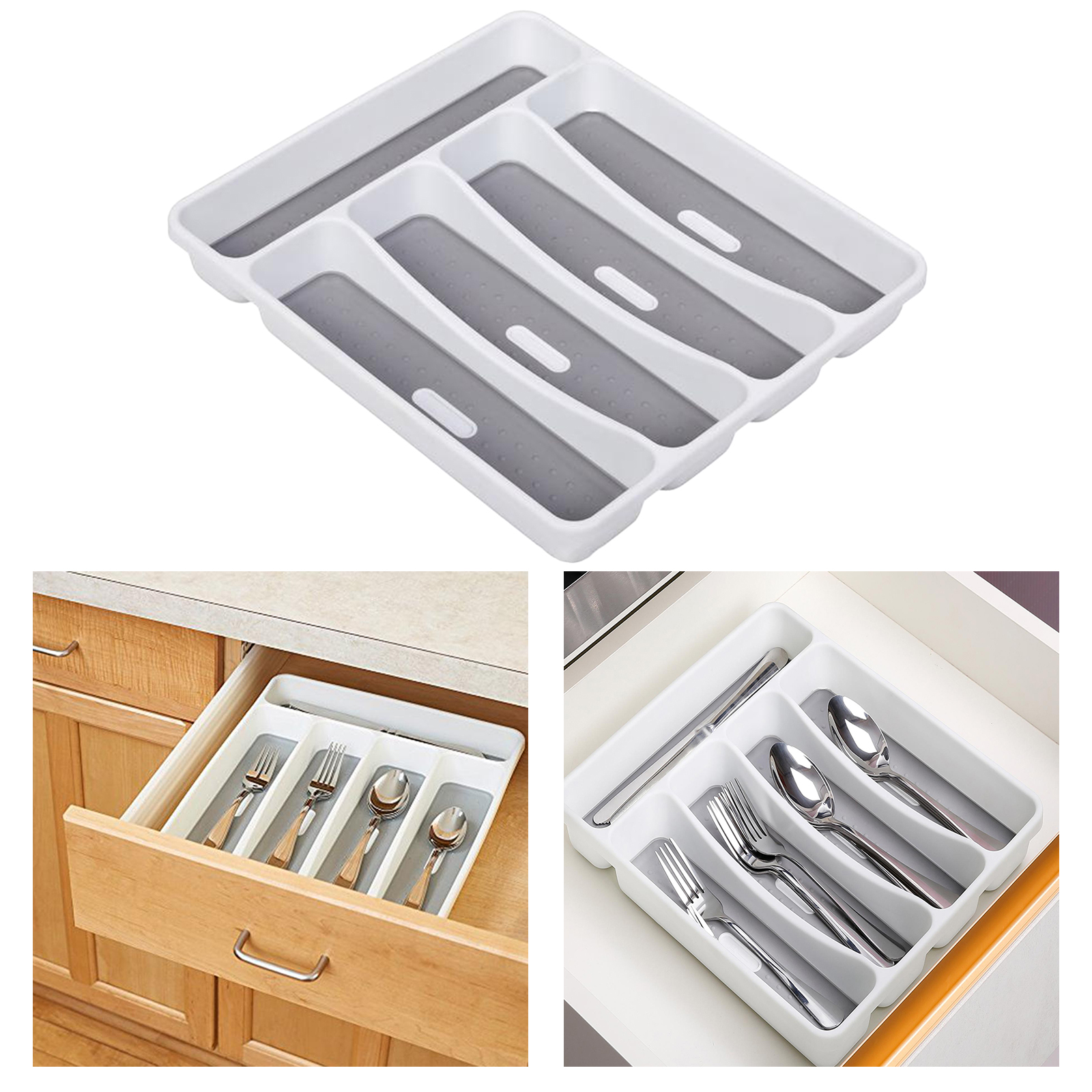 Cutlery Tray Insert Kitchen Plastic Drawer Draw Organizer for Home RV Motorhome, 5 Compartments