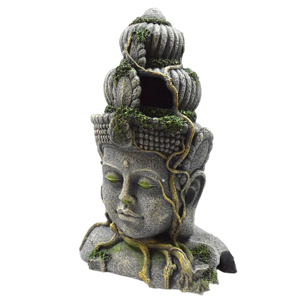Aquarium Decoration Buddha Head Statue Guanyin Fish Tank Decor Resin Craft