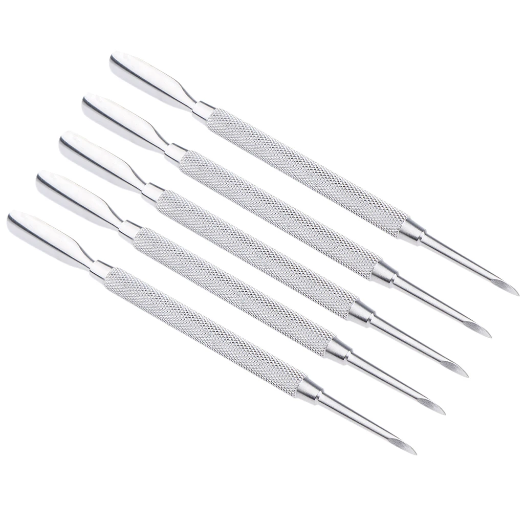 5pcs Stainless Cuticle Nail Pusher Spoon Remover Manicure Pedicure Care Tool