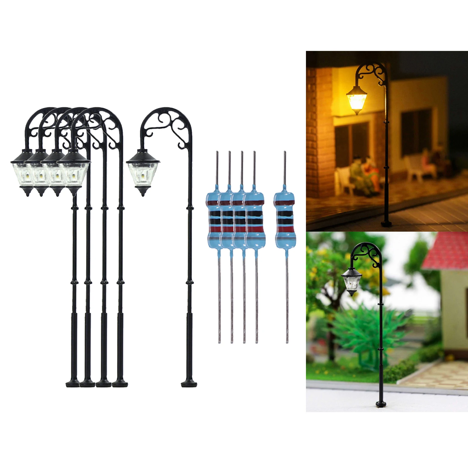 10pcs 1:87 HO Scale Retro Model Street Lamp Layout Lamppost Garden Landscape
