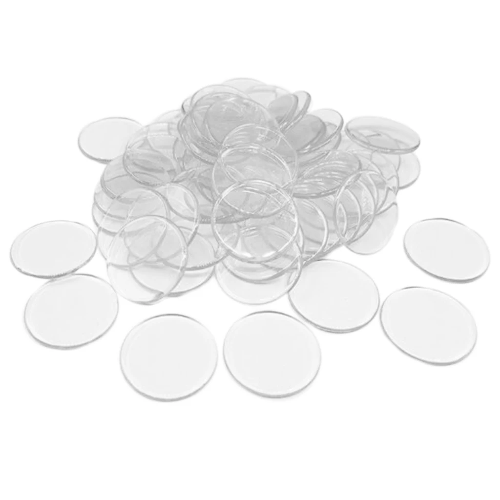 100 Pieces Bingo Chips Transparent Color Counting Plastic Math Game Counters Plastic Markers (3/4 inch in Diameter)