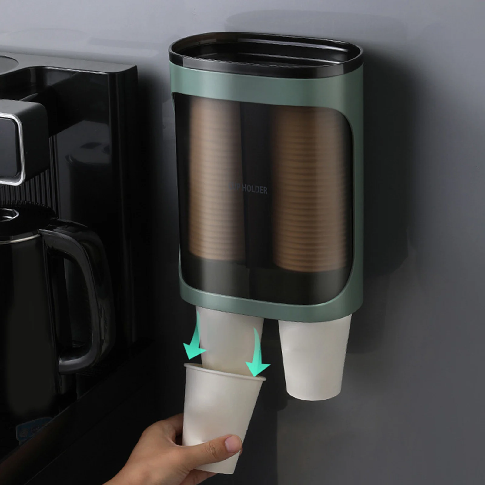 Wall-Mounted Disposable Paper Cup Dispenser Automatic Cup Remover Snap-on