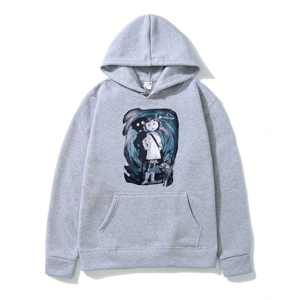 Coraline Hoodie Men Women Tim Burton Neil Gaiman Nightmare Before Christmas Goth Dark Vogue Punk Street Hip-hop Sweatshirt Man