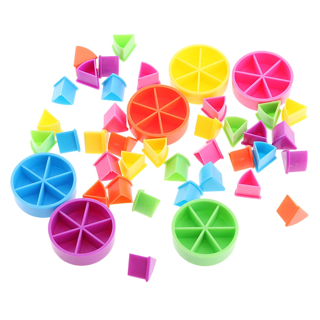 42Pcs Trivial Pursuit Game Pieces Pie Wedges for Math Fractions Colorful