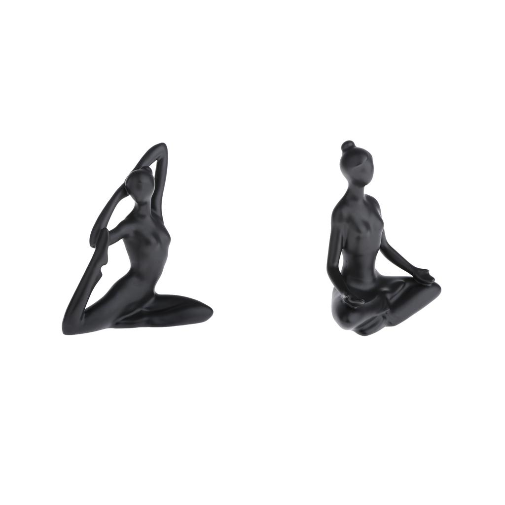 2x Home Yoga Girl Ornament Ceramic Crafts Ornament Creative Home Furnishing