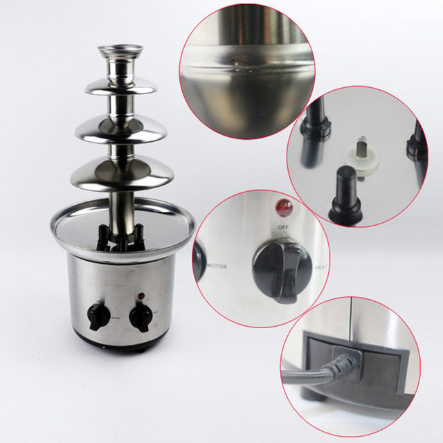 4 Tiers Chocolate Fountain Machine Stainless Steel Hot Cheese Cascading Fondue