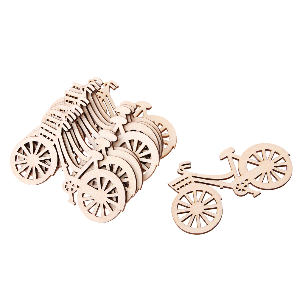 10pcs 90x53mm Natural Bicycle Cut Wood Shapes Wooden Embellishment for DIY Scrapbooking Wedding Party Home Decoration Ornaments
