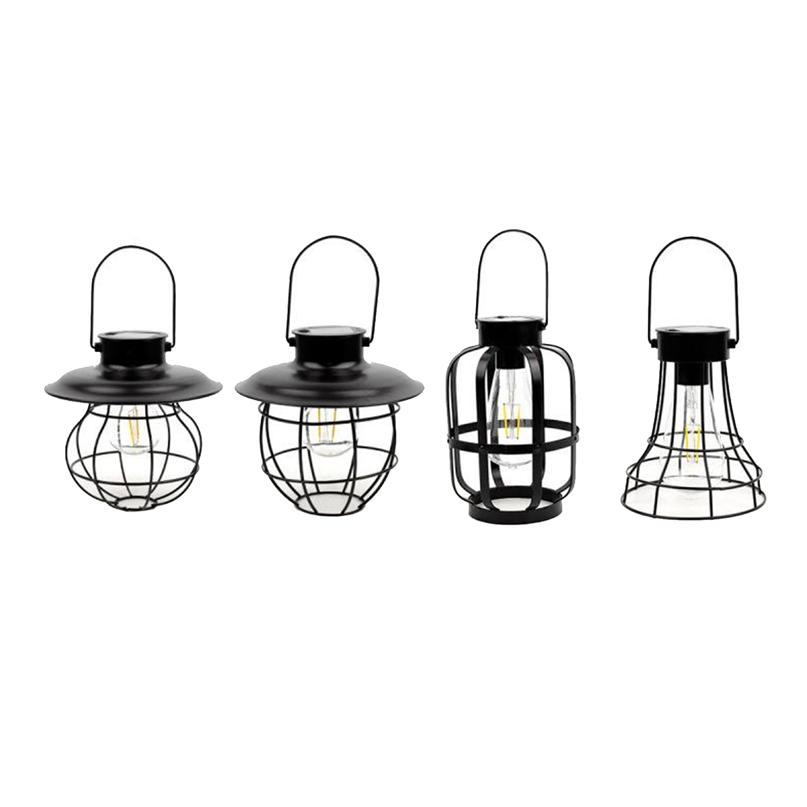 Solar Lantern Lamp Hanging Metal Outdoor Lights with Bulb for Yard Backyard