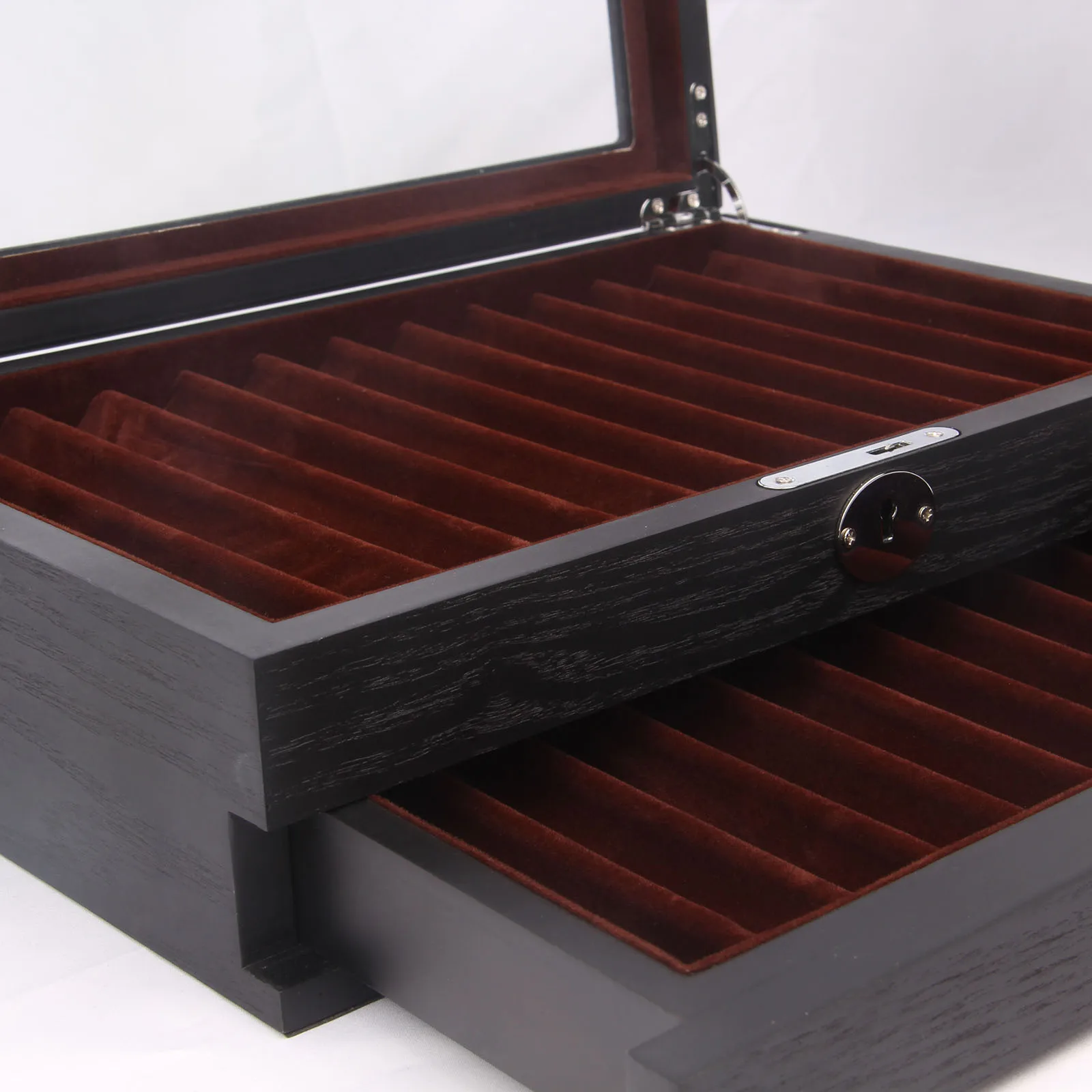 Wood Pen Case Slot Storage Box Collector Organizer School Home Supplies Tool