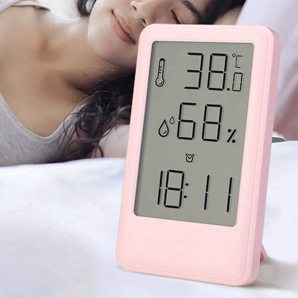 Large Display Digital Alarm Clock Snooze Function Humidity Gauge Table Clock for Bedroom Decoration