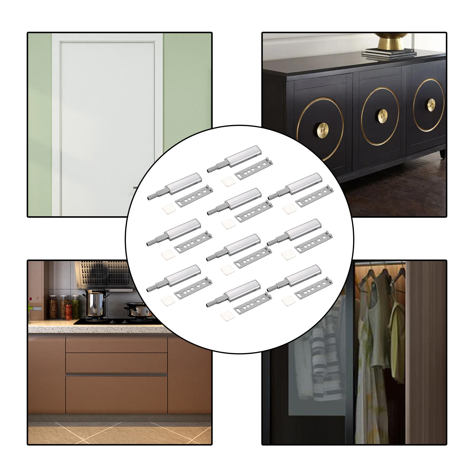 10Pcs/Set Cabinet Door latches Stainless Steel Buffer Easy to Install for Furniture