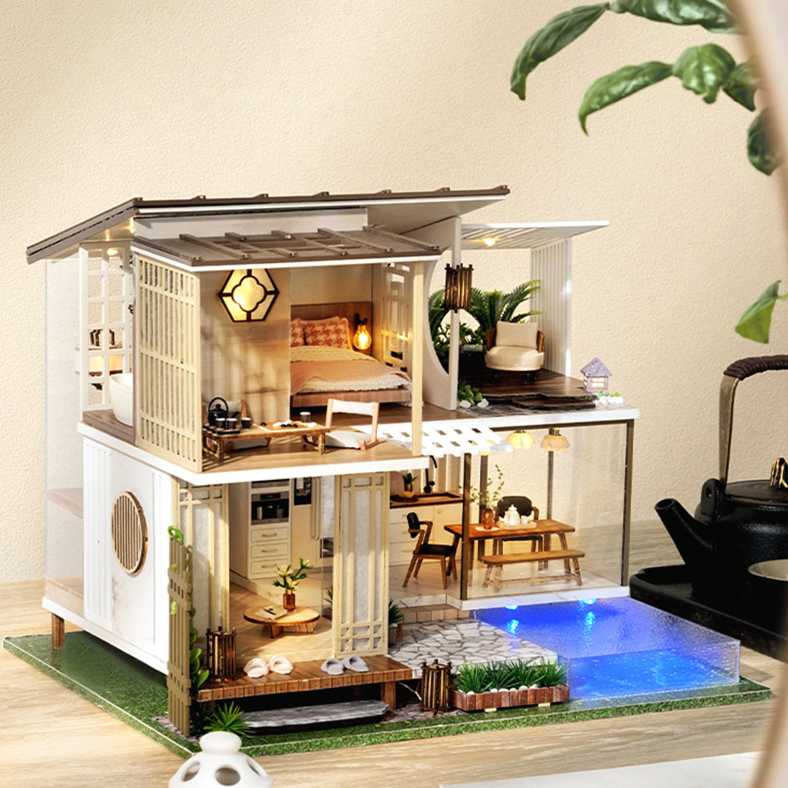 DIY Dollhouse Kit Plus Dustproof Case Handcraft Self Assembly for Adults